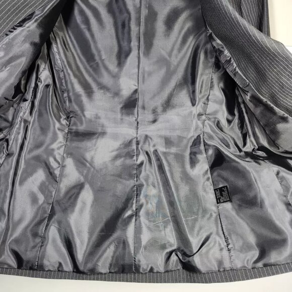 Tahari Arthur S. Levine Charcoal Pinstripe Women's Sz 4 Jacket One Button Lined - Picture 6 of 10